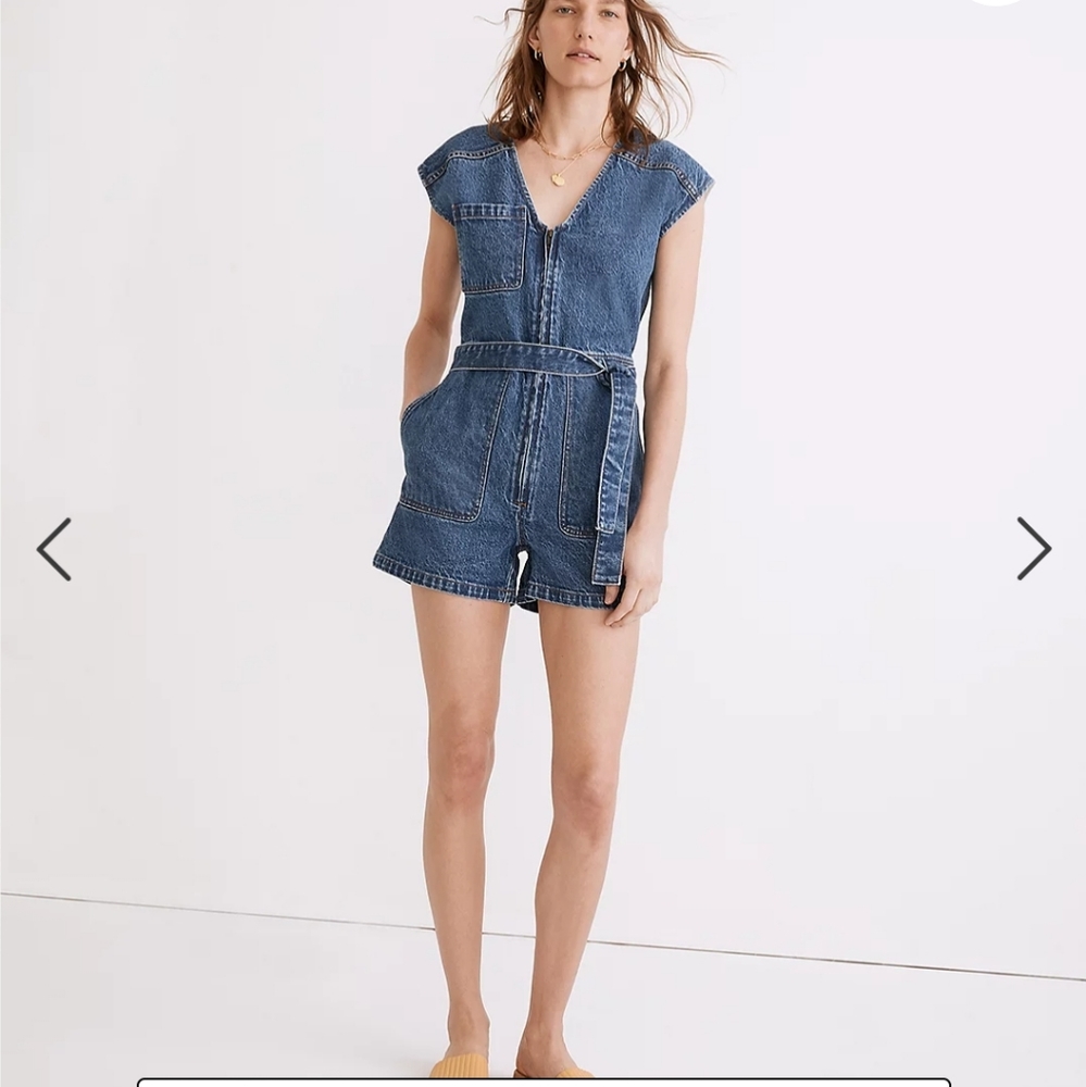 MADEWELL TENCEL DENIM SHORT BELTED JUMPSUIT SIZE 6
